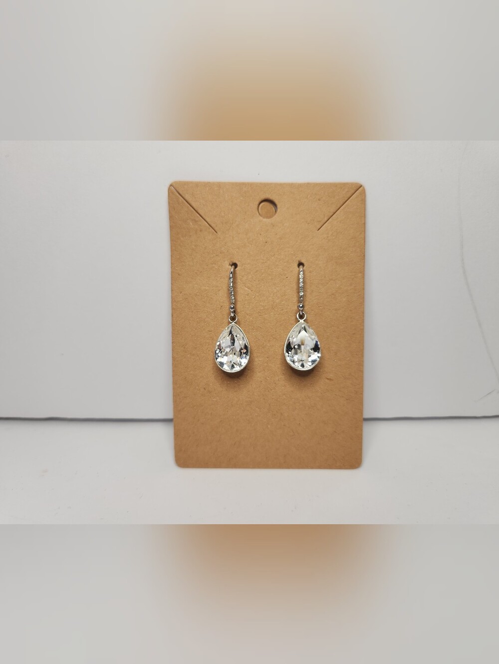 Crystal Teardrop Dangle Earrings - .925 Silver